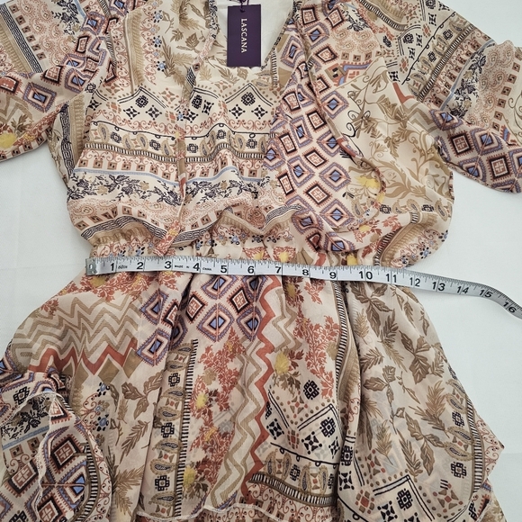 NWT LASCANA About You Long Sleeve Boho Shirt Dress Mixed Print Size 2 - Picture 11 of 16